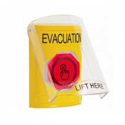 SS2226EV-EN STI Yellow Indoor Flush/Surface Momentary (Illuminated) Stopper Station w/ EVACUATION Label
