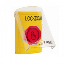 SS2226LD-EN STI Yellow Indoor Flush/Surface Momentary (Illuminated) Stopper Station w/ LOCKDOWN Label