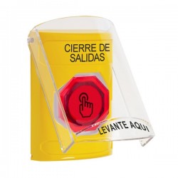 SS2226LD-ES STI Yellow Indoor Flush/Surface Momentary (Illuminated) Stopper Station w/ LOCKDOWN Spanish