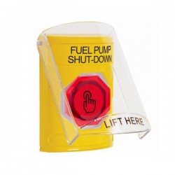 SS2226PS-EN STI Yellow Indoor Flush/Surface Momentary (Illuminated) Stopper Station w/ FUEL PUMP SHUT DOWN Label