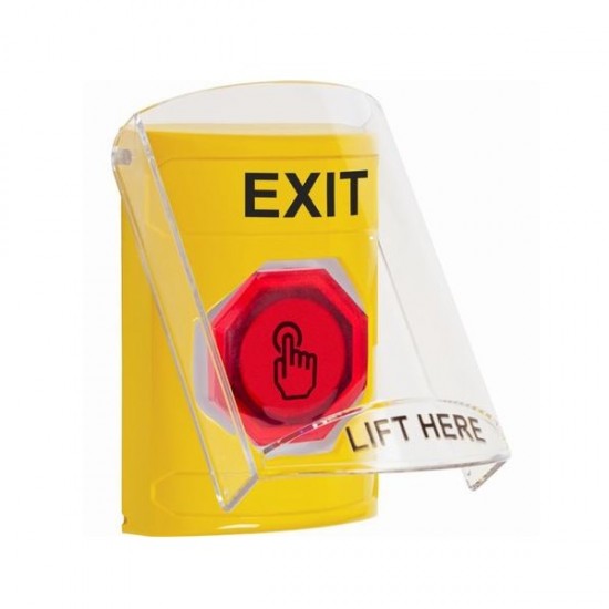 SS2226XT-EN STI Yellow Indoor Flush/Surface Momentary (Illuminated) Stopper Station w/ EXIT Label