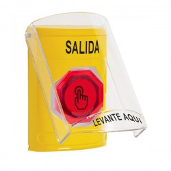 SS2226XT-ES STI Yellow Indoor Flush/Surface Momentary (Illuminated) Stopper Station w/ EXIT Spanish