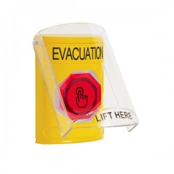 SS2227EV-EN STI Yellow Indoor Flush/Surface Weather Resistant Momentary Stopper Station w/ EVACUATION Label