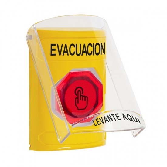 SS2227EV-ES STI Yellow Indoor Flush/Surface Weather Resistant Momentary Stopper Station w/ EVACUATION Spanish