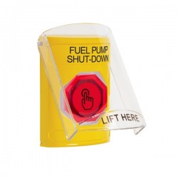 SS2227PS-EN STI Yellow Indoor Flush/Surface Weather Resistant Momentary Stopper Station w/ FUEL PUMP SHUT DOWN Label
