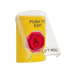 SS2227PX-EN STI Yellow Indoor Flush/Surface Weather Resistant Momentary Stopper Station w/ PUSH TO EXIT Label