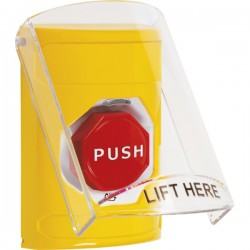 SS2229NT-EN STI Yellow Indoor Only Flush or Surface Turn-to-Reset (Illuminated) Stopper Station with No Text Label English