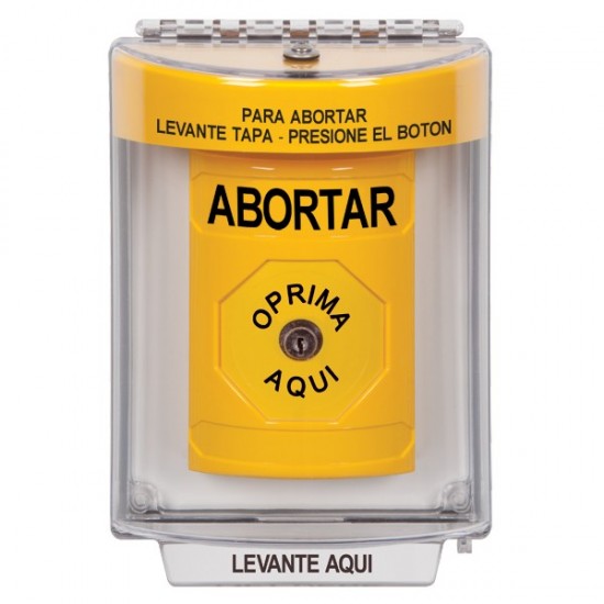 SS2230AB-ES STI Yellow Indoor/Outdoor Flush Key-to-Reset Stopper Station with ABORT Label Spanish