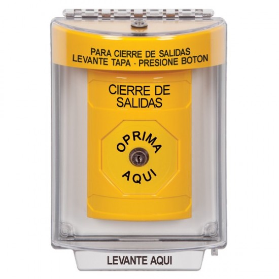 SS2230LD-ES STI Yellow Indoor/Outdoor Flush Key-to-Reset Stopper Station with LOCKDOWN Label Spanish