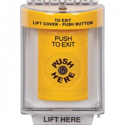 SS2230PX-EN STI Yellow Indoor/Outdoor Flush Key-to-Reset Stopper Station with PUSH TO EXIT Label English