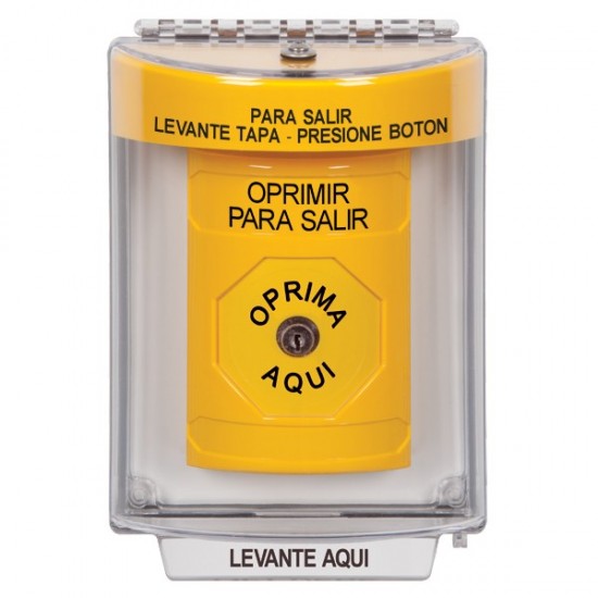 SS2230PX-ES STI Yellow Indoor/Outdoor Flush Key-to-Reset Stopper Station with PUSH TO EXIT Label Spanish
