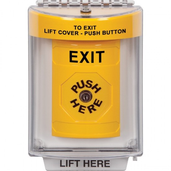 SS2230XT-EN STI Yellow Indoor/Outdoor Flush Key-to-Reset Stopper Station with EXIT Label English