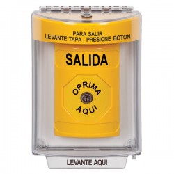 SS2230XT-ES STI Yellow Indoor/Outdoor Flush Key-to-Reset Stopper Station with EXIT Label Spanish