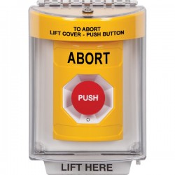 SS2231AB-EN STI Yellow Indoor/Outdoor Flush Turn-to-Reset Stopper Station with ABORT Label English