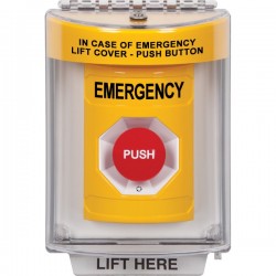 SS2231EM-EN STI Yellow Indoor/Outdoor Flush Turn-to-Reset Stopper Station with EMERGENCY Label English SS2231EM-EN STI Yellow Indoor/Outdoor Flush Turn-to-Reset Stopper Station with EMERGENCY Label English
