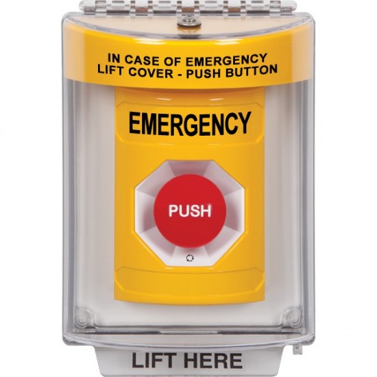 SS2231EM-EN STI Yellow Indoor/Outdoor Flush Turn-to-Reset Stopper Station with EMERGENCY Label English SS2231EM-EN STI Yellow Indoor/Outdoor Flush Turn-to-Reset Stopper Station with EMERGENCY Label English