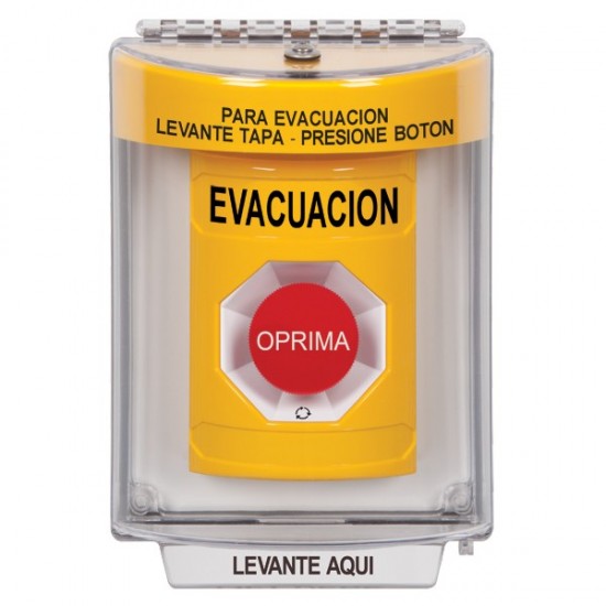 SS2231EV-ES STI Yellow Indoor/Outdoor Flush Turn-to-Reset Stopper Station with EVACUATION Label Spanish