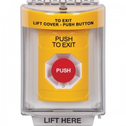 SS2231PX-EN STI Yellow Indoor/Outdoor Flush Turn-to-Reset Stopper Station with PUSH TO EXIT Label English
