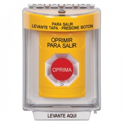 SS2231PX-ES STI Yellow Indoor/Outdoor Flush Turn-to-Reset Stopper Station with PUSH TO EXIT Label Spanish
