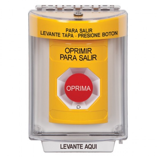SS2231PX-ES STI Yellow Indoor/Outdoor Flush Turn-to-Reset Stopper Station with PUSH TO EXIT Label Spanish