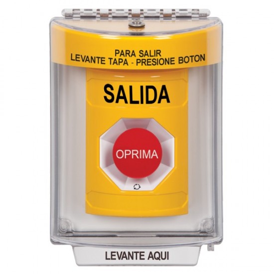 SS2231XT-ES STI Yellow Indoor/Outdoor Flush Turn-to-Reset Stopper Station with EXIT Label Spanish