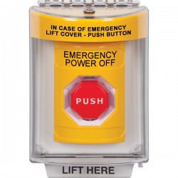 SS2232PO-EN STI Yellow Indoor/Outdoor Flush Key-to-Reset (Illuminated) Stopper Station with EMERGENCY POWER OFF Label English