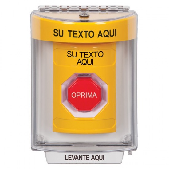 SS2232ZA-ES STI Yellow Indoor/Outdoor Flush Key-to-Reset (Illuminated) Stopper Station w/ Custom Text Spanish