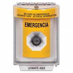 SS2233EM-ES STI Yellow Indoor/Outdoor Flush Key-to-Activate Stopper Station with EMERGENCY Label Spanish