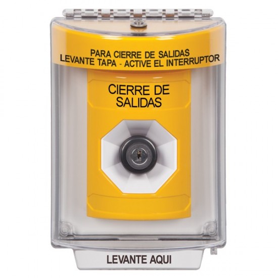 SS2233LD-ES STI Yellow Indoor/Outdoor Flush Key-to-Activate Stopper Station with LOCKDOWN Label Spanish