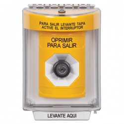 SS2233PX-ES STI Yellow Indoor/Outdoor Flush Key-to-Activate Stopper Station with PUSH TO EXIT Label Spanish
