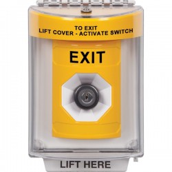 SS2233XT-EN STI Yellow Indoor/Outdoor Flush Key-to-Activate Stopper Station with EXIT Label English