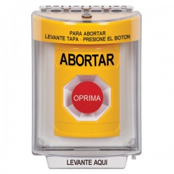 SS2234AB-ES STI Yellow Indoor/Outdoor Flush Momentary Stopper Station with ABORT Label Spanish