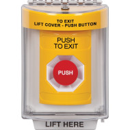 SS2234PX-EN STI Yellow Indoor/Outdoor Flush Momentary Stopper Station with PUSH TO EXIT Label English