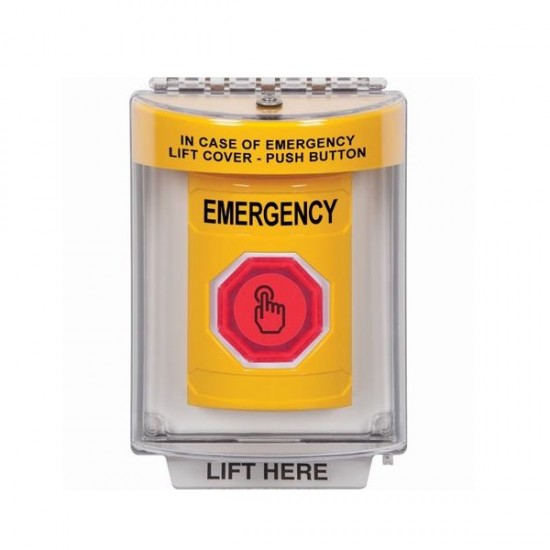 SS2236EM-EN STI Yellow Indoor/Outdoor Flush Momentary (Illuminated) with Red Lens Stopper Station with EMERGENCY Label English SS2236EM-EN STI Yellow Indoor/Outdoor Flush Momentary (Illuminated) with Red Lens Stopper Station with EMERGENCY Label English