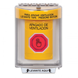 SS2236HV-ES STI Yellow Indoor/Outdoor Flush Momentary (Illuminated) Stopper Station w/ HVAC SHUT DOWN Spanish