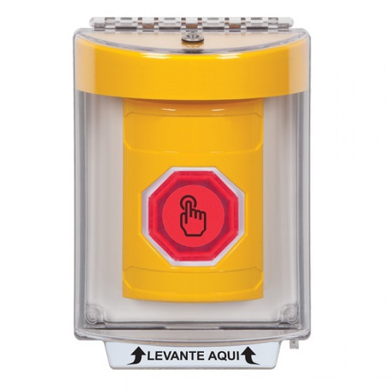 SS2236NT-ES STI Yellow Indoor/Outdoor Flush Momentary (Illuminated) with Red Lens Stopper Station with No Text Label Spanish