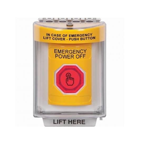 SS2236PO-EN STI Yellow Indoor/Outdoor Flush Momentary (Illuminated) Stopper Station w/ EMERGENCY POWER OFF Label