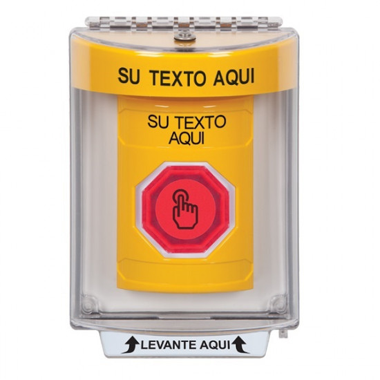 SS2236ZA-ES STI Yellow Indoor/Outdoor Flush Momentary (Illuminated) Stopper Station w/ Custom Text Spanish