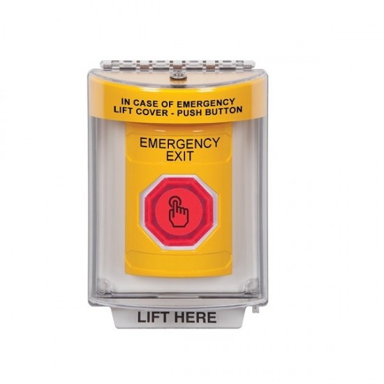SS2237EX-EN STI Yellow Indoor/Outdoor Flush Weather Resistant Momentary Stopper Station w/ EMERGENCY EXIT Label