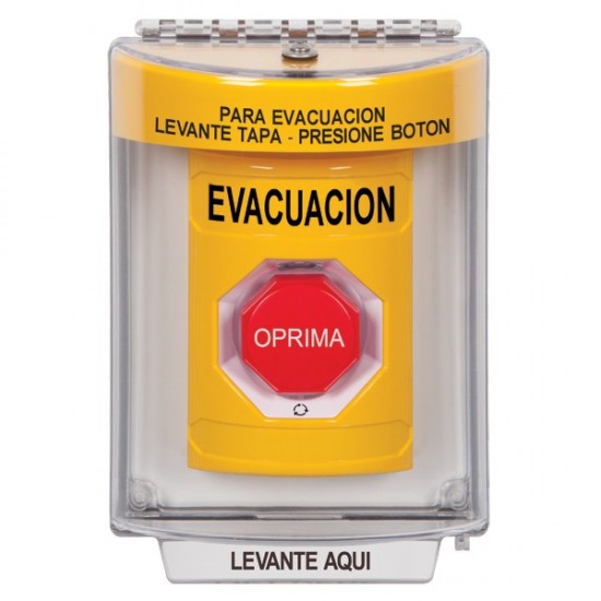SS2239EV-ES STI Yellow Indoor/Outdoor Flush Turn-to-Reset (Illuminated) Stopper Station with EVACUATION Label Spanish