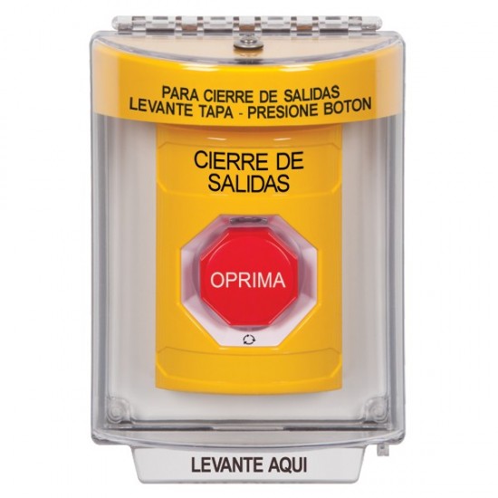 SS2239LD-ES STI Yellow Indoor/Outdoor Flush Turn-to-Reset (Illuminated) Stopper Station with LOCKDOWN Label Spanish