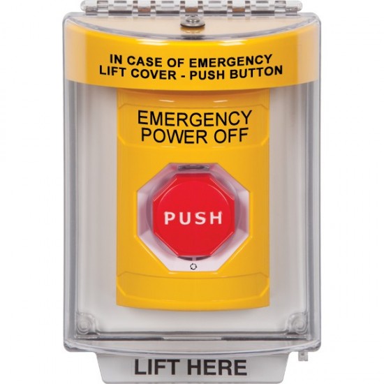 SS2239PO-EN STI Yellow Indoor/Outdoor Flush Turn-to-Reset (Illuminated) Stopper Station with EMERGENCY POWER OFF Label English