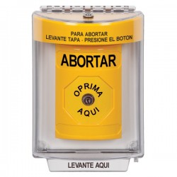 SS2240AB-ES STI Yellow Indoor/Outdoor Flush w/ Horn Key-to-Reset Stopper Station with ABORT Label Spanish