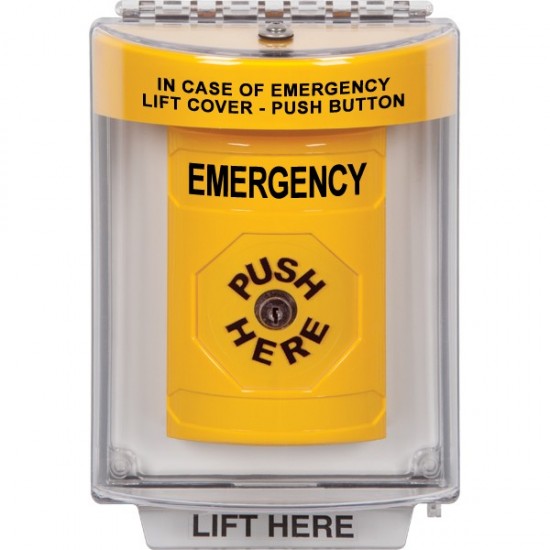 SS2240EM-EN STI Yellow Indoor/Outdoor Flush w/ Horn Key-to-Reset Stopper Station with EMERGENCY Label English SS2240EM-EN STI Yellow Indoor/Outdoor Flush w/ Horn Key-to-Reset Stopper Station with EMERGENCY Label English
