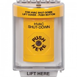 SS2240HV-EN STI Yellow Indoor/Outdoor Flush w/ Horn Key-to-Reset Stopper Station with HVAC SHUT DOWN Label English