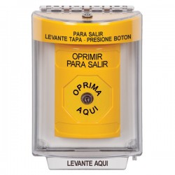 SS2240PX-ES STI Yellow Indoor/Outdoor Flush w/ Horn Key-to-Reset Stopper Station with PUSH TO EXIT Label Spanish