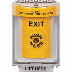 SS2240XT-EN STI Yellow Indoor/Outdoor Flush w/ Horn Key-to-Reset Stopper Station with EXIT Label English