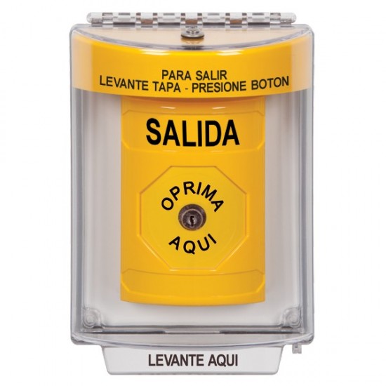 SS2240XT-ES STI Yellow Indoor/Outdoor Flush w/ Horn Key-to-Reset Stopper Station with EXIT Label Spanish
