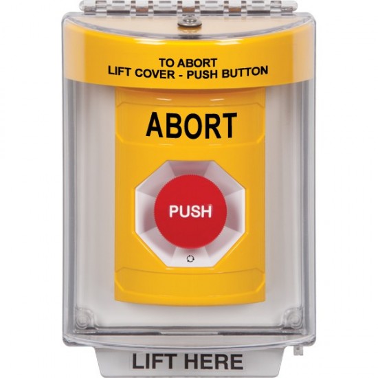 SS2241AB-EN STI Yellow Indoor/Outdoor Flush w/ Horn Turn-to-Reset Stopper Station with ABORT Label English