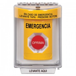 SS2241EM-ES STI Yellow Indoor/Outdoor Flush w/ Horn Turn-to-Reset Stopper Station with EMERGENCY Label Spanish